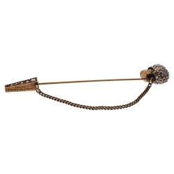 Pre Owned بروش أليكساندر أليكساندر ستيك سلسلة جمجمة مرصع كريستال 