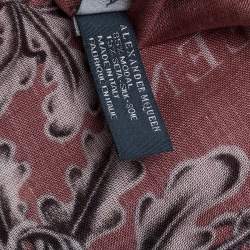 Pre Owned Alexander McQueen Berry Pink Skeleton Print Modal Silk Scarf