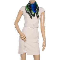 Pre Owned Alexander McQueen Green & Blue Panther Skull Print Silk Scarf