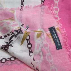 Pre Owned Alexander McQueen Pink Panther Skull Print Modal Silk Scarf