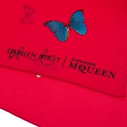 Pre Owned Alexander McQueen X Damien Hirst Pink Butterfly Print Silk Scarf