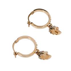 Pre Owned Alexander McQueen Skull Motif Crystal Embellished Gold Tone Drop Earrings