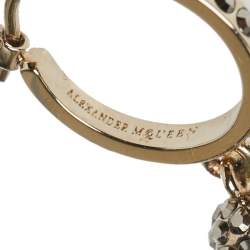 Pre Owned Alexander McQueen Skull Motif Crystal Embellished Gold Tone Drop Earrings