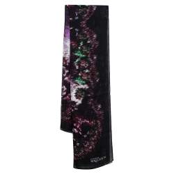 Alexander McQueen Black Animal Patterned Silk Chiffon Scarf