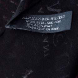 Alexander McQueen Black Animal Patterned Silk Chiffon Scarf