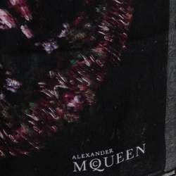 Alexander McQueen Black Animal Patterned Silk Chiffon Scarf