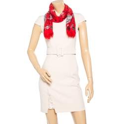 Pre Owned وشاح أليكساندر ماكوين مودال و حرير مطبوع حفلة جمجمة أحمر