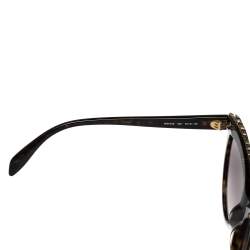 Pre Owned Alexander McQueen Blonde Havana/ Purple AM0181S Crystal Cateye Sunglasses