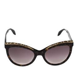 Pre Owned Alexander McQueen Blonde Havana/ Purple AM0181S Crystal Cateye Sunglasses