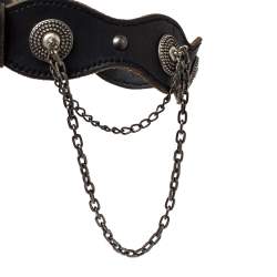مملوكة مسبقًا Alexander McQueen Black Leather Chain Detail Buckle Belt 75CM