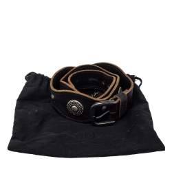 مملوكة مسبقًا Alexander McQueen Black Leather Chain Detail Buckle Belt 75CM