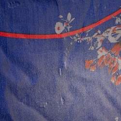 Alexander McQueen Blue Skull Print Satin Silk Scarf