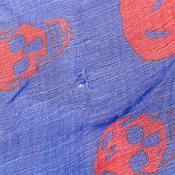 Pre Owned وشاح أليكساندر ماكوين حرير مطبوع جمجمة أزرق