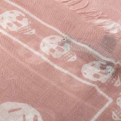 Pre Owned وشاح أليكساندر ماكوين مودال وحرير طباعة جمجمة وردي