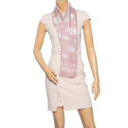 Pre Owned وشاح أليكساندر ماكوين مودال وحرير طباعة جمجمة وردي