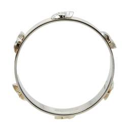 Pre Owned سوار أليكساندر ماكوين مزين جماجم ثلاثية الأبعاد معدن ذهبي اللون و إينامل كريمي