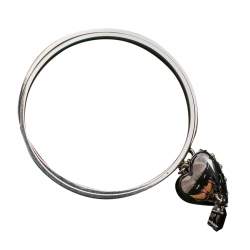 Alexander McQueen Antique Silver Tone Heart Locket Charm Layered Bangle Bracelet