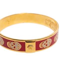 Alexander McQueen Red Enamel Skull Bangle Bracelet