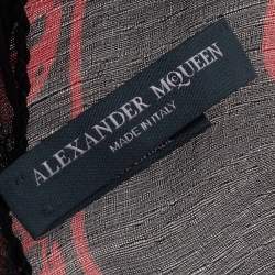 Alexander McQueen Black & Red Skull Print Silk Chiffon Scarf