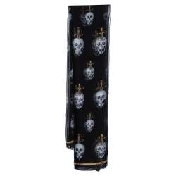 Alexander McQueen Black Skull Sword Print Silk Scarf