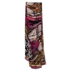 Alexander McQueen Multicolor Floral Print Silk Scarf