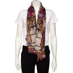 Alexander McQueen Multicolor Floral Print Silk Scarf