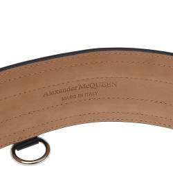 مملوكة مسبقًا Alexander McQueen Black Leather Double Buckle Waist Belt 70CM