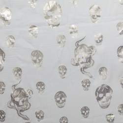 Pre Owned Alexander McQueen Off White Skull Printed Silk Scarf
