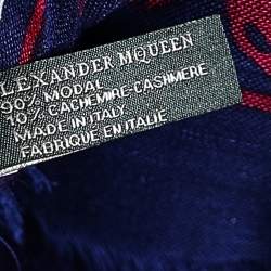 Alexander McQueen Blue Skull Print Modal Blend Scarf