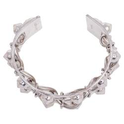 Alexander McQueen Silver Tone Studded Open Cuff Bracelet