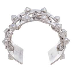 Alexander McQueen Silver Tone Studded Open Cuff Bracelet