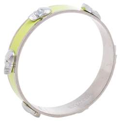 Alexander McQueen 3D Skull Neon Green Gold Tone Bangle Bracelet 