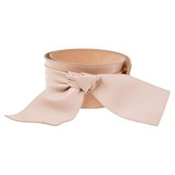 Pre Owned Alexander McQueen Pink Leather Wide Bow Embellished Waist Belt Size 80CM