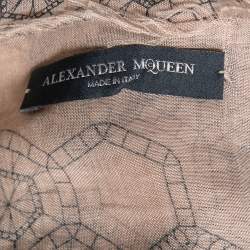 Pre Owned وشاح ألكسندر ماكوين حرير وقطن مطبوع وردي مربع