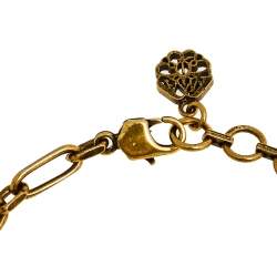 مملوكة مسبقًا Alexander McQueen Antique Gold Tone Chain Bracelet & Egg Charm Set
