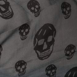 Alexander McQueen Grey Skull Print Modal Blend Scarf