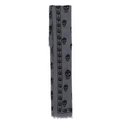 Alexander McQueen Grey Skull Print Modal Blend Scarf