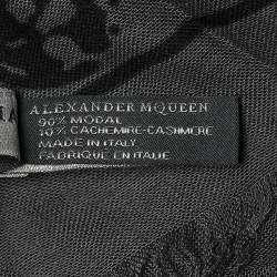 Alexander McQueen Grey Skull Print Modal Blend Scarf