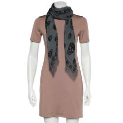 Alexander McQueen Grey Skull Print Modal Blend Scarf