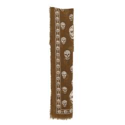 Alexander McQueen Olive Green Skull Print Modal Blend Scarf