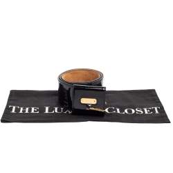 Alexander McQueen Black Patent Leather Chain Waist Wide Belt 90CM