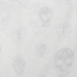 Pre Owned Alexander McQueen Ivory Skull Patterned Cotton Scarf