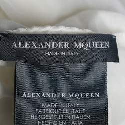 Pre Owned Alexander McQueen Ivory Skull Patterned Cotton Scarf