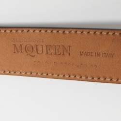 Pre Owned حزام خصر أليكساندر ماكوين جلد لامع أسود بإبزيم 80 سم