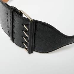 Pre Owned حزام خصر أليكساندر ماكوين جلد لامع أسود بإبزيم 80 سم