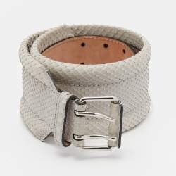 Alexander McQueen Light Grey Python Belt 65CM