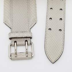 Alexander McQueen Light Grey Python Belt 65CM