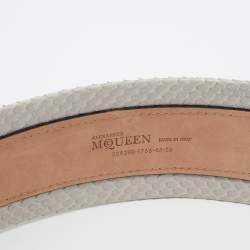 Alexander McQueen Light Grey Python Belt 65CM