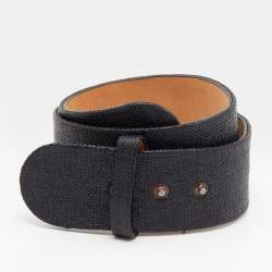 Alexander McQueen Black Woven Raffia Button Belt 80CM