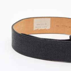 Alexander McQueen Black Woven Raffia Button Belt 80CM